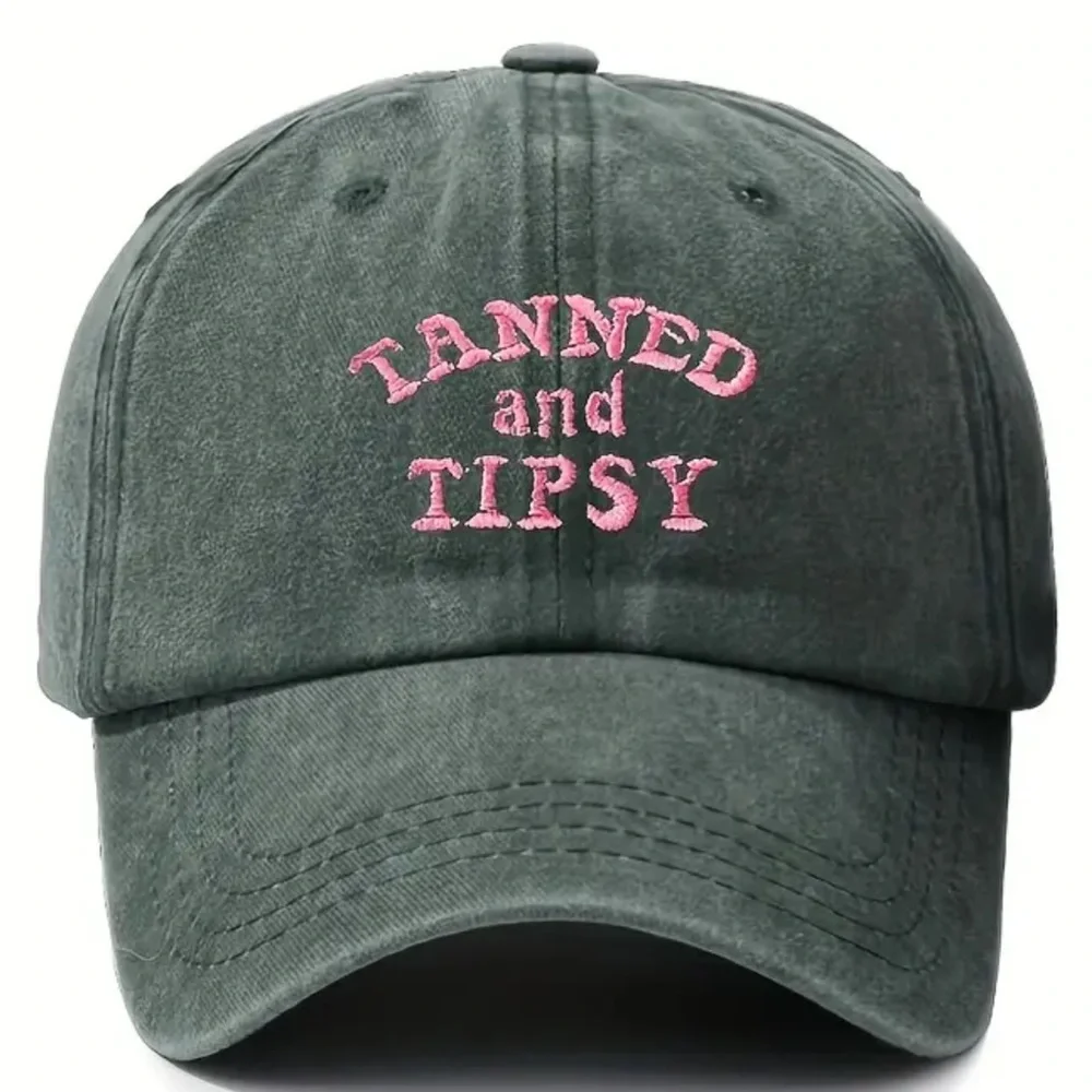 TANNED AND TIPSY ❤️‍🔥 NWT DARK GREEN AND PINK HAT